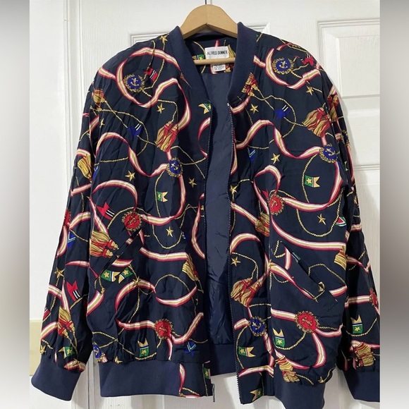 Alfred Dunner Jackets & Blazers - Vintage 1990s Alfred Dunner Nautical Print Full Zip
Bomber...